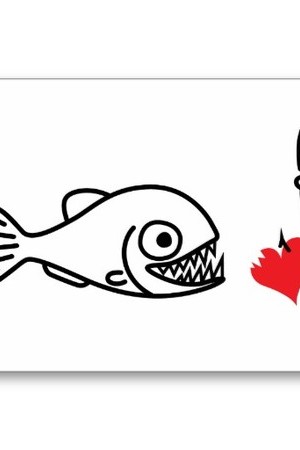 Anti Valentine's Day - Piranha bites heart on hook 