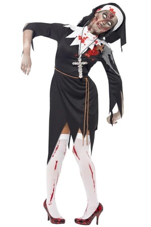 Дамски костюм Монахиня Зомби с рана #SMF38877