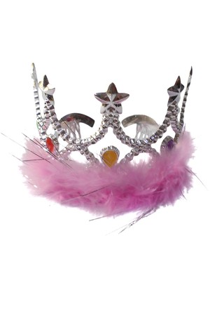 Корона на принцеса с марабу, розова #P2075