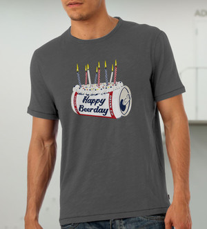 Куку тениска мъжка - Happy Beerday, сива