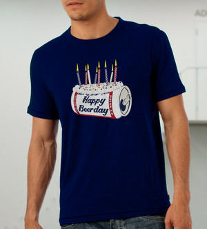 Куку тениска мъжка - Happy Beerday, синя